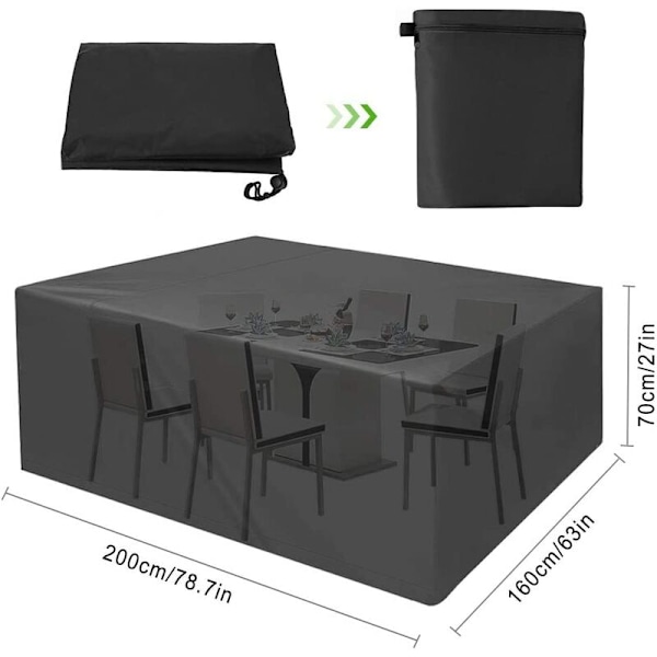 Skydd för trädgårdsmöbler, Trädgårdsmöbelskydd, Trädgårdsbordskydd 210D Polyester Vattentät Anti-UV Trädgårdsmöbel Presenning Skyddande Överdrag