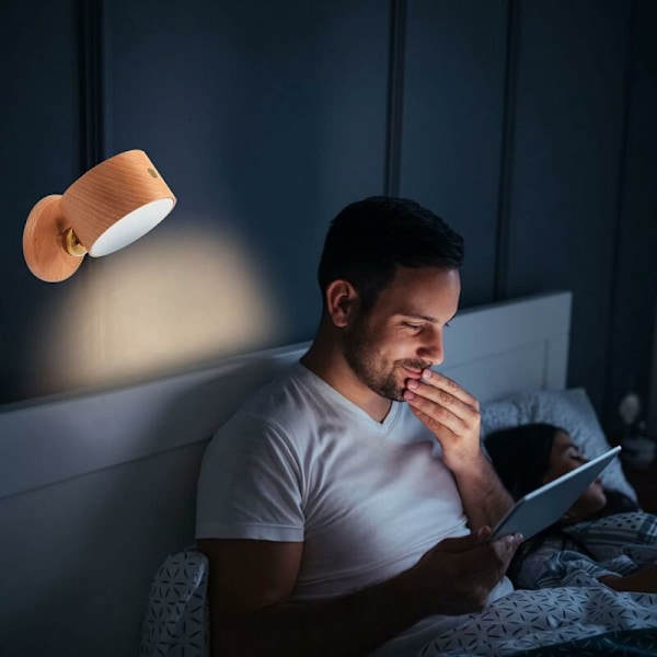 Vägglampa LED Batteridriven, Minimalistisk Modern Sladdlös Vägglampa - Trä