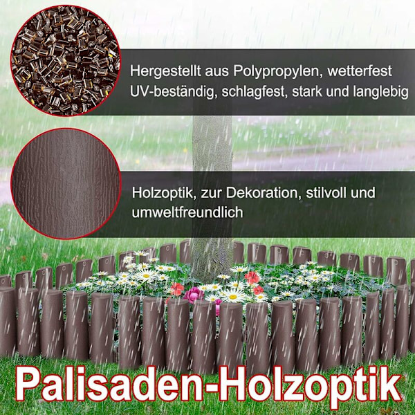 20 Pak 5,6m Trælook Græskanter Plastikkant Polypropylen Havekant Forskellige Former 28x24cm