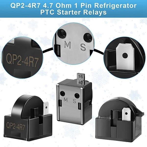 10X Kylskåpsstartare QP2-4R7 PTC Startrelä för 4,7 Ohm 1 Stift och Skydd 6750C-0005P