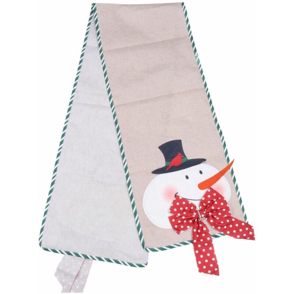 New Christmas Decorations Linen Embroidered Santa Claus Snowman Table Spreader Home Hotel Restaurant Table Tablecloth Mat, B