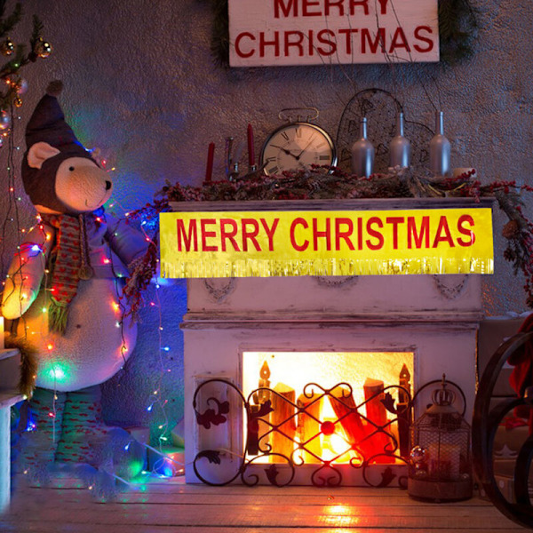 Julebanner Sæt Nytårs Julegirlander Julepejsbanner Glædelig Jul Vægbannervægkant Tassel Girlanderbanner til Landsbyhus