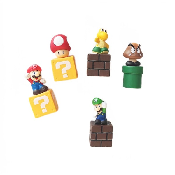 5 stykker søde Super Mario 3D køleskabsmagneter