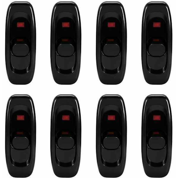 Inline-kontaktbryder, 8 stk. Inline-kontakter, vippe-mellemkontakt, til natlampe, skrivebordslampe, bordlampe, elektrisk ledning (250V 10A)