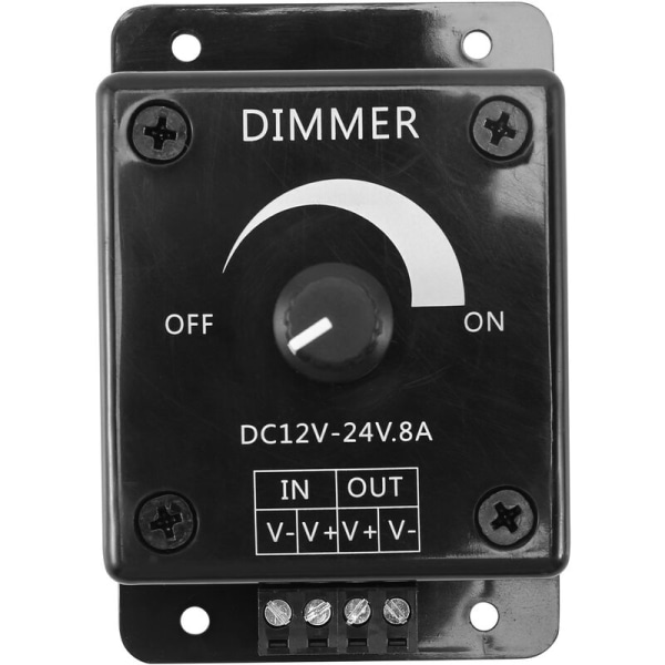 Svart LED-dimmer DC 12V 24V 8A Justerbar lysstyrke Lampe Pære Strip Driver Enkeltfarget Strømforsyning Kontroller