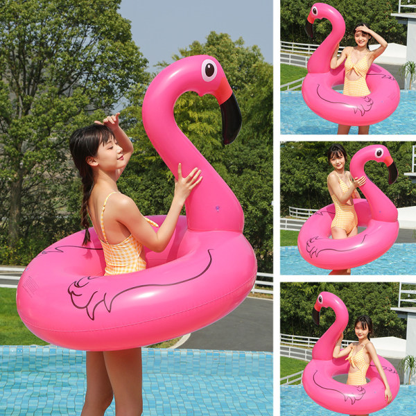 1 pakke Flamingo bassengflyter 120cm oppblåsbar svømmering Bassengflyter, innsjø, strand, bassengflyter