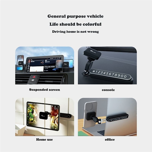 Til justerbar bil magnetisk telefonholder med nummerpladeadsorptionstilbehør