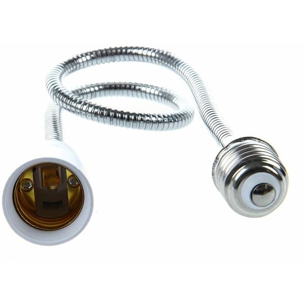 E27 Lamp Bulb Flexibel Förlängningsadapter Konverter (Vit, 60cm)