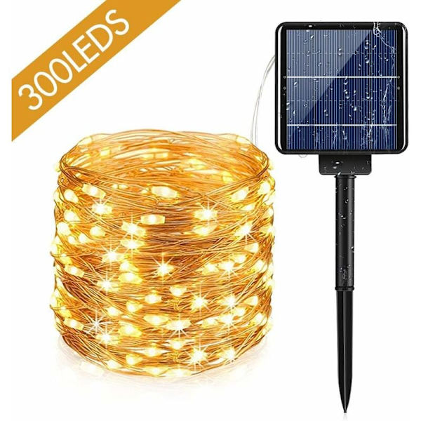 10m Solcellelys Utendørs 100 LED med 8 Lysmoduser, Vanntette Solcellelysstreng for Hage, Terrasse, Balkong, Hage, Hjem, Juletre