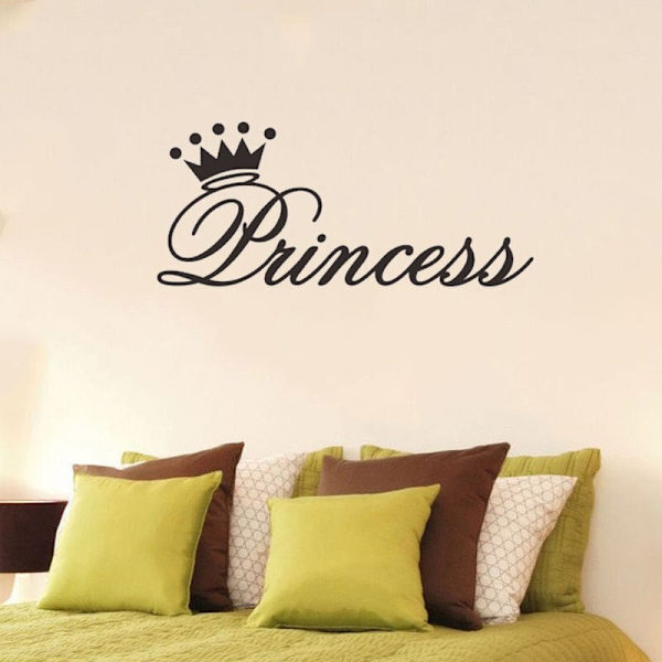 Prinsessa seinätarrat lastenhuone makuuhuone DIY irrotettava vedenpitävä taide seinäkoriste (43X18Cm)