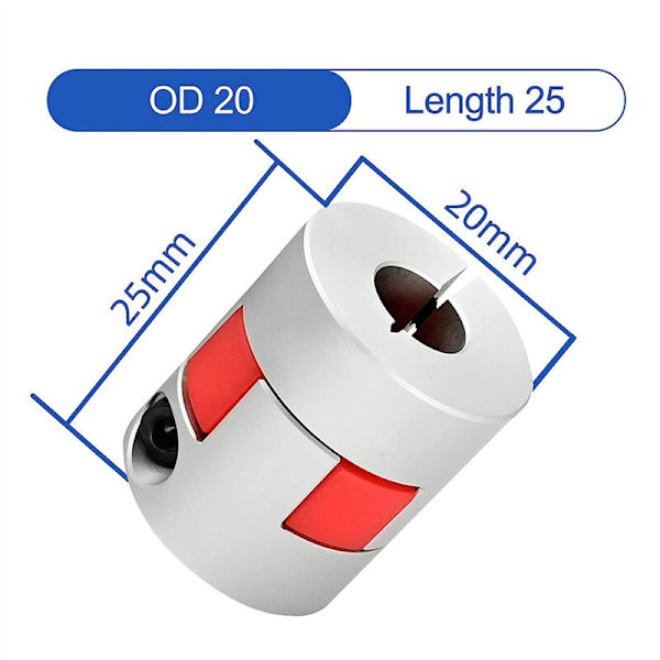 D20XL25 5mm til 8mm Fleksibel Akselkobling til 3D-printer CNC-maskine og 2 stk. Servo Trinmotor