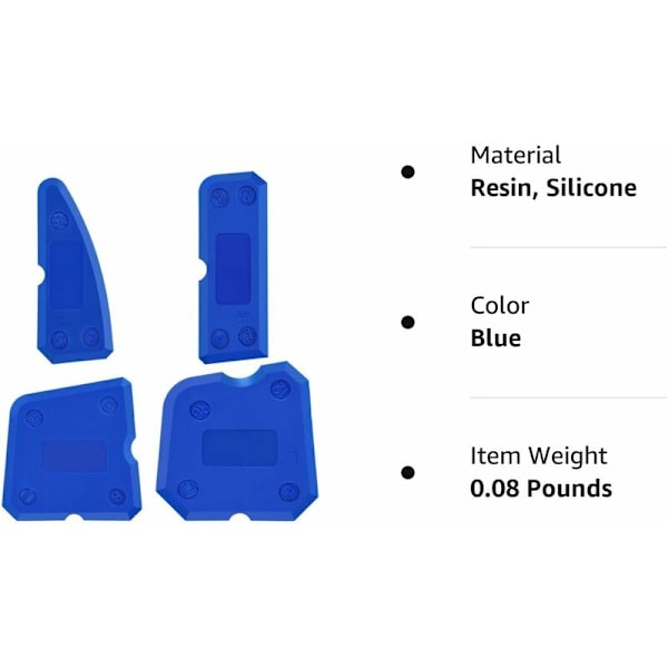 4-delad silikonfogverktygssats, fogutjämnare för silikonfogmassa, fogtätning, finish (blå)