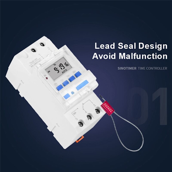 4X TM919A-2 Programmerbar Digital Timer Reléstyring AC 220V 16A DIN Skinne