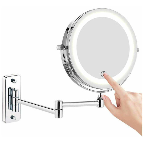 7 Tommer LED Makeup Spejl, Dobbeltsidet Vægspejl