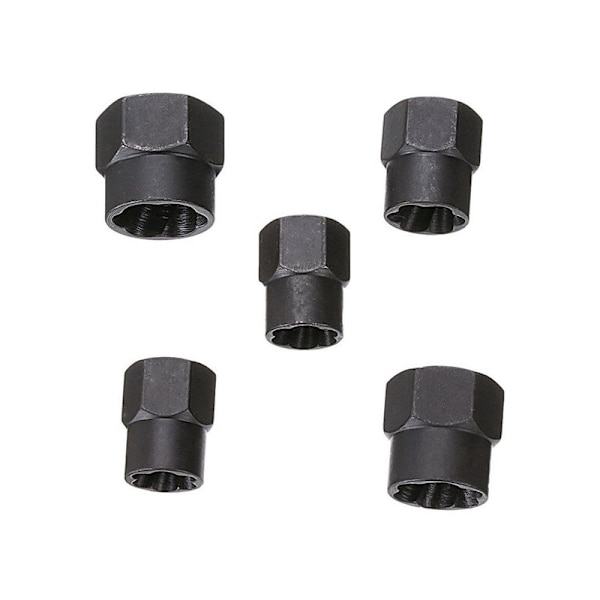 Muttertrekker og bolt håndtak socket sett for å fjerne strippet og fastlåste festemidler. Størrelser fra 6,4 mm til 19 mm / 1/4\" til 3/4\" 13 deler