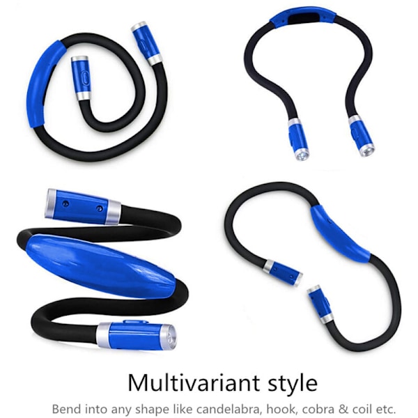 Laddningsbar LED-läslampa, Halsläslampor för läsning i sängen, Superflexibel handsfree, 3 justerbara ljusstyrkenivåer
