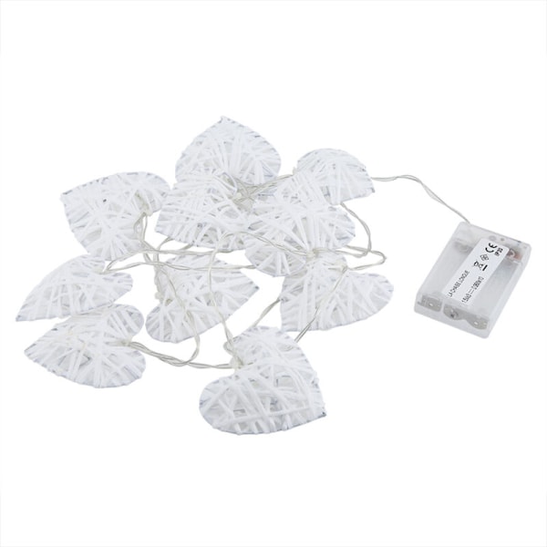 LED-hjerte - 2,5 m - 10 varme hvite hjerter - LED-hjertedekorasjon for jenterom, bryllup, sminkebord (batterier ikke inkludert)