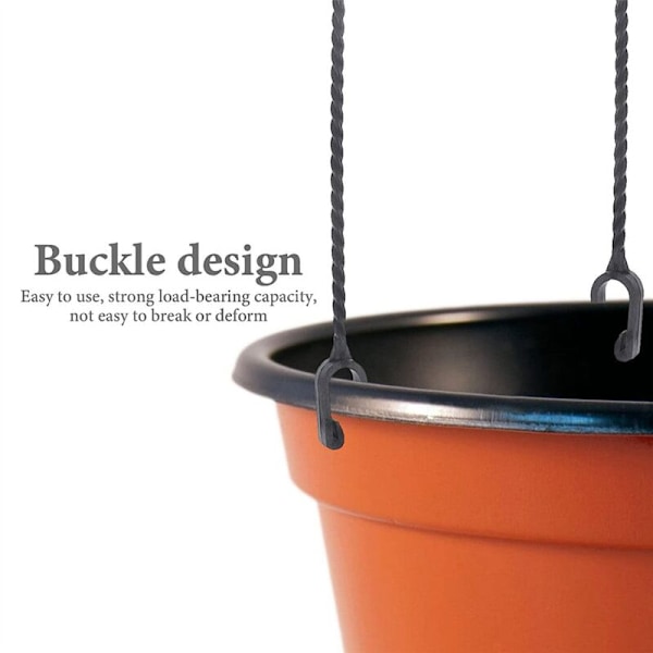 5 stk. Plast Hengende Kjeder for Planter, 360° Roterbare Hengende Kurv Kroker Planteholder Blomsterpotte (Svart)