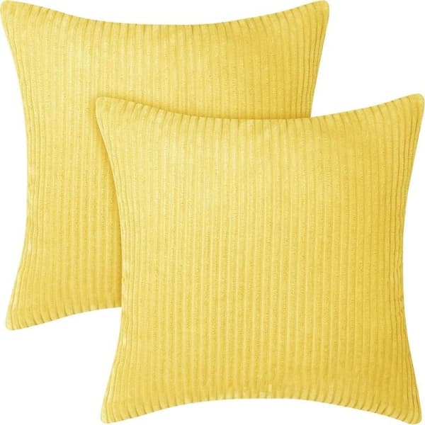Set med 2 kuddfodral 45x45cm Sammet Gult Kuddfodral