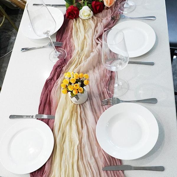 2 stk. Ostedug i cheesecloth Bohemia-borddug med gradient til babyshower, bryllup, forlovelse og brudedekoration