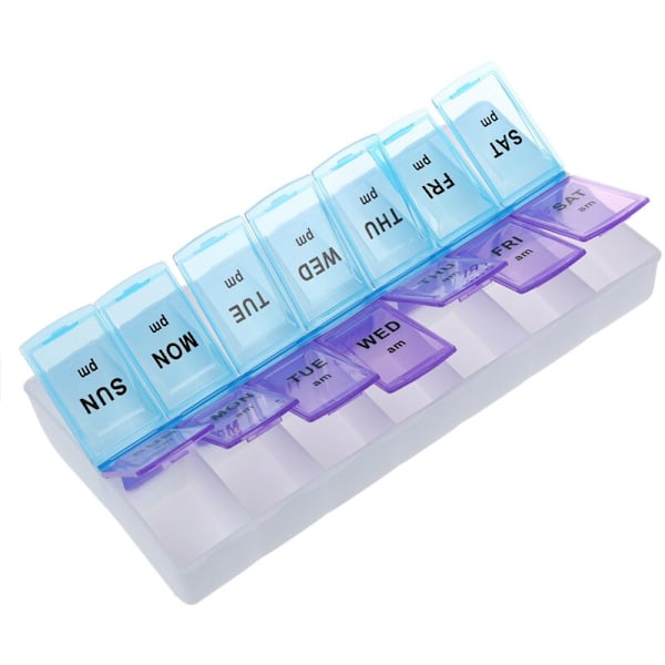 2X Pill Box -järjestäjä Päivät - Päivä ja Iltapäivä 14 Lokerolla
