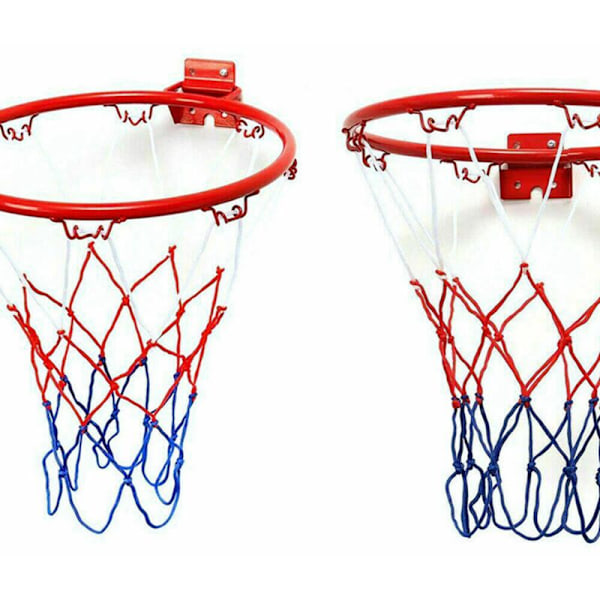 2X 32cm Væghængt Basketball Hoop Net Metal Ring Hængende Kurv Væghængt med Skruer Indendørs Udendørs Sport