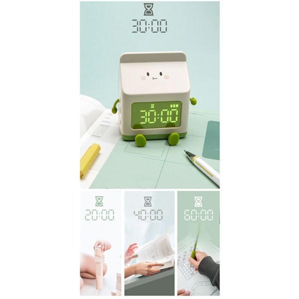 Melkekartong Vind Alarm Klokke Melkekartong Elektronisk LED Smart Klokke Soverom Sengeside Sovesal Student Klokke Brun