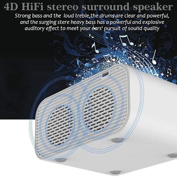 Väckarklocka med trådlös laddning, radio Bluetooth-högtalare med digital klocka för hemmet med USB-port, stor spegel LED-display