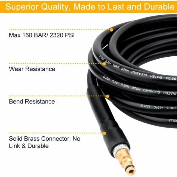 Replacement Hose for Karcher K2 K3 K4 K5 K6 K7 Pressure Washer High Pressure Cleaning Hose Quick Connector and Quick Release (6m）,