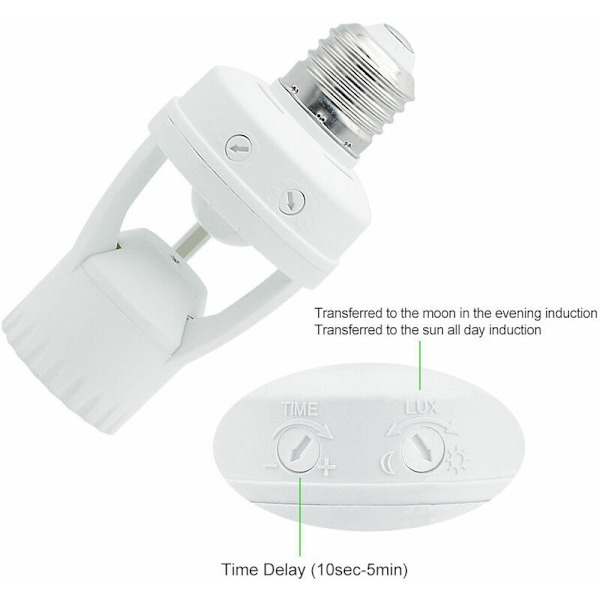 Lampfot med 360° PIR rörelsesensor E27 Lamphållare med rörelsesensor säkerhetsdetektering E27 Rörelsesensor