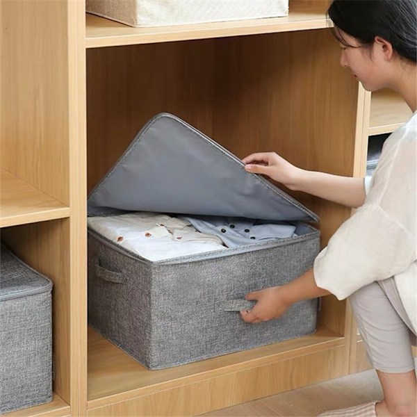 50 x 38 x 30 cm (L x B x H) - Vikbar Förvaringslåda för Vinterkläder med Lock - Kompatibel med Ikea Pax Garderob med Djup 60 cm - Mörkgrå