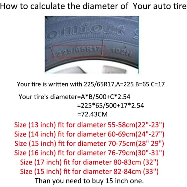 15\" tommers reservehjulstrekk hjuldeksel for alle diameter (70cm-75cm/28\"-29\") bil PVC vanntett støvtett beskyttelse