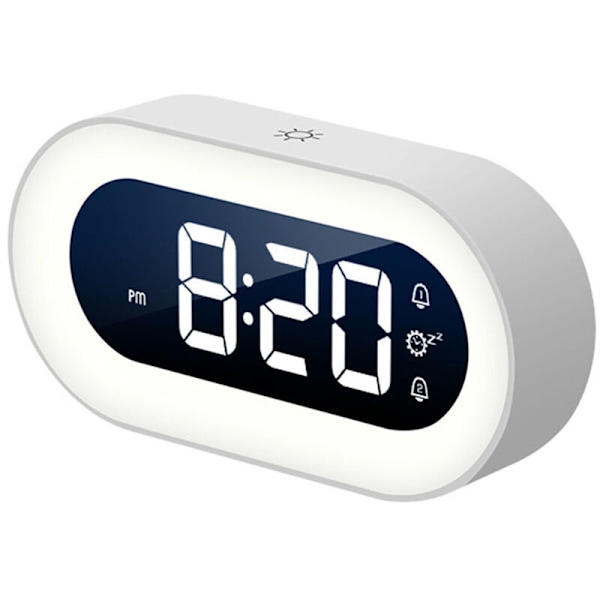 Lille Farverig LED Digital Vækkeur med Snooze, Nem at Betjene, Fuld Lysstyrke Dæmper, Justerbar Alarmvolumen, Strømstik-drevet Kompakt