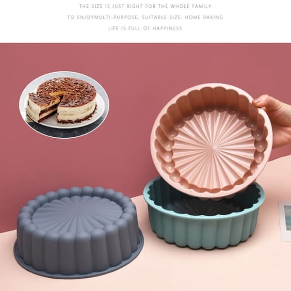 Silikone Rund Kageform Kageform Svampe Flan Form DIY Bageforme Dekorationsværktøjer C
