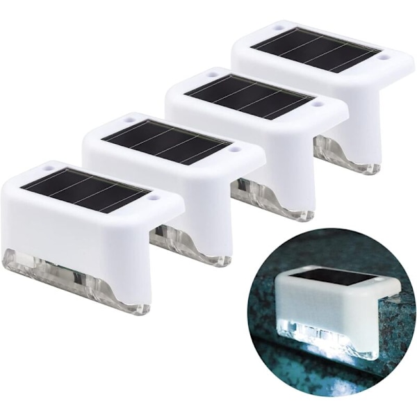 Gånglampor, LED solcells-vägglampor, vattentäta trapplampor för inomhus eller utomhus, staketlampor (set om 4, kallvit)