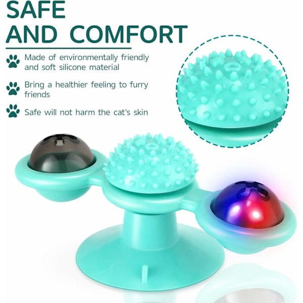 Vindkvarn Kattleksak Snurrbord med Catnip och LED-boll Interaktivt Leksak Massage Leksak för Katter Kattungar