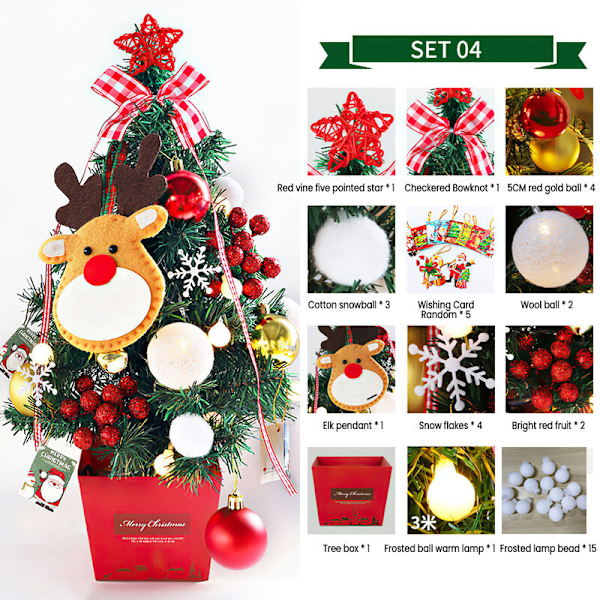 Kunstig Juletre med LED-lys 50 cm Mini Bordjuletrær Lite Juletre med Stativ for Hjem og Kontor D