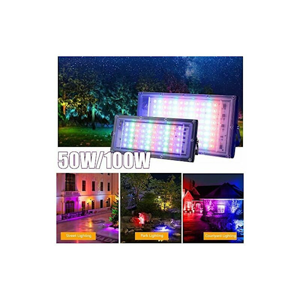 4 kpl himmennettäviä ulkotilojen RGB LED-valokeiloja, IP66 vedenkestävä kaukosäätimellä, 16 väriä, 4 valaistustilaa ulko- ja sisätiloihin (50W)