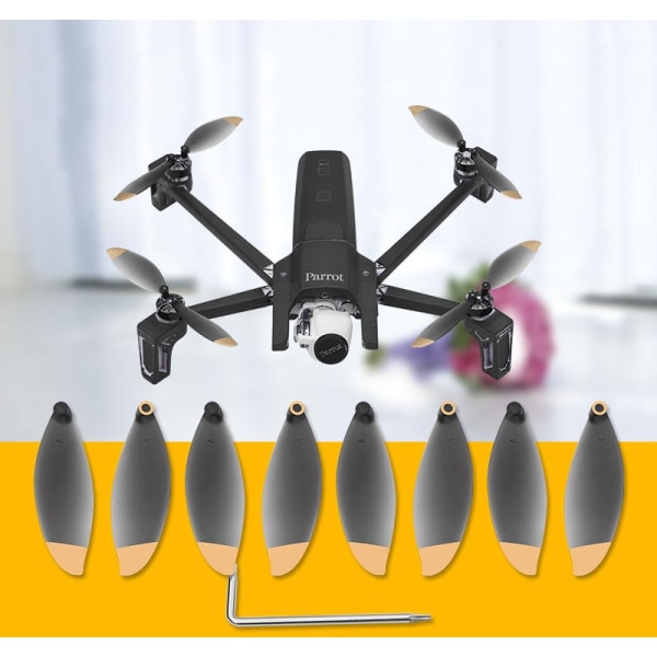 8 stk propellerrekvisita for Parrot Anafi Drone erstatningsviftetilbehør (svart og gull)