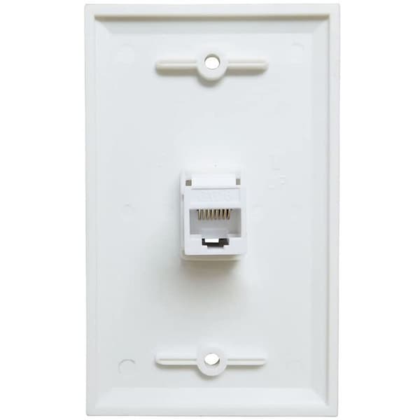 2-pack 1-port Ethernet-väggplatta, väggplatta med RJ45-kopplingssats för