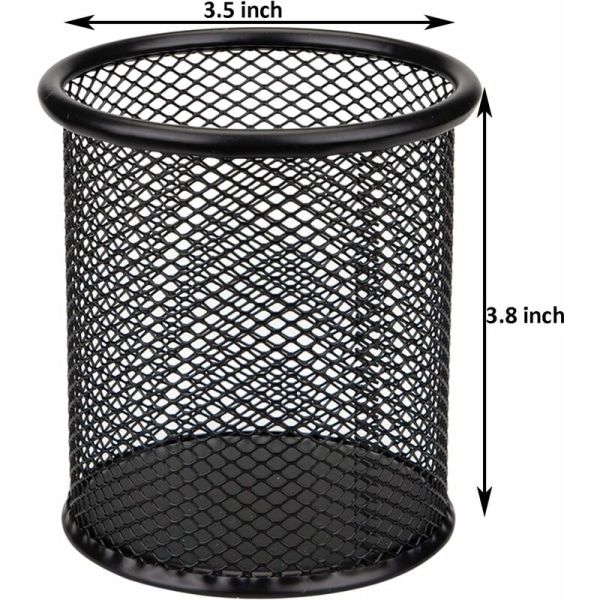 12 Pack Metal Pen Holder Mesh Pencil Holder Desk Organizer Round Mesh Pen Cup Pencil Cup for Desk Pen Organizer, Black