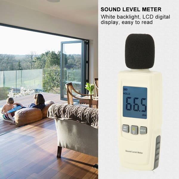 Lydniveaumåler - Bærbar digital LCD-lydniveaumeter Støjtester Område fra 30dB til 130dB decibel