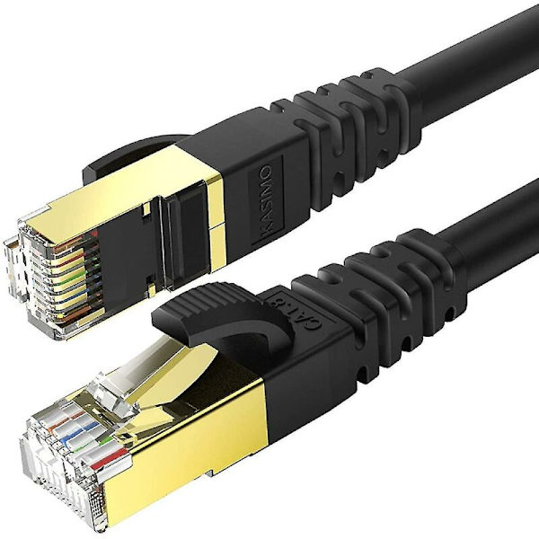 Cat 8 Ethernet-kabel, internetkabel med gullbelagte Rj45-kontakter 40 Gigabit/s-2000 Mhz bredbåndsnettverk-2m svart