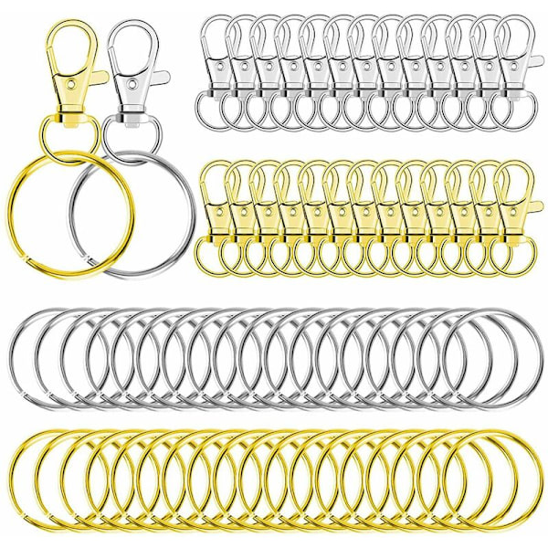 120 stk. Swivel nøkkelring Karabinkrok Lanyard Klips med nøkkelringer, Nøkkelring Maskinvarekroker for Lanyard, Veske og Håndverk