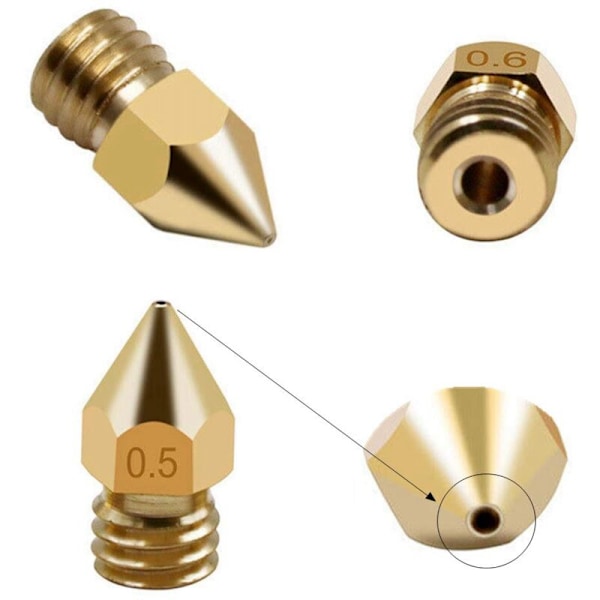 MK8 Munstycke 3D-skrivar Extruder Munstycken Härdat Stål, Slitstarkt Mässing för -10