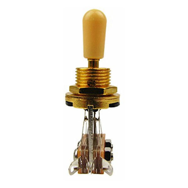 3-veis kort rett bryter / avspillingsvelger for gitar, elektrisk gitar, gull og beige (2-pakning)
