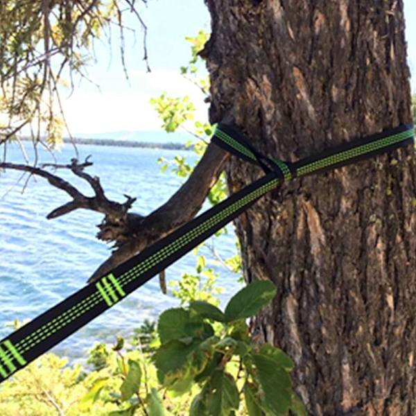 Utomhus Trä Hängmatta Bärbar Fallskärmstyg Camping Hängmatta Strand Trädgård Bakgård Vandring Hängmatta-Grön