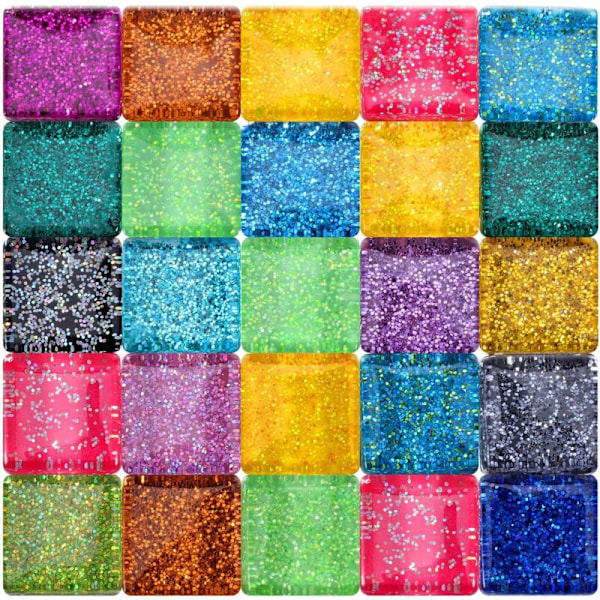 400 Stykker/ 300 g Mosaikfliser Assorterede Farver Skinnende Krystal Mosaik Hjem Dekoration til DIY Håndværk Forsyning, Kvadratisk, 1 x 1 cm