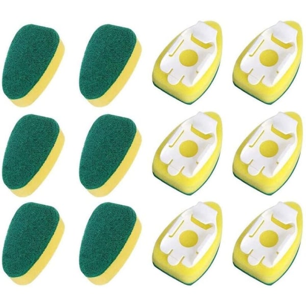 Heavy Duty Dishwashing Brush Sponge Refills Replacement Heads for Kitchen Sink Pot Cleaning Sponge (12 Pcs)