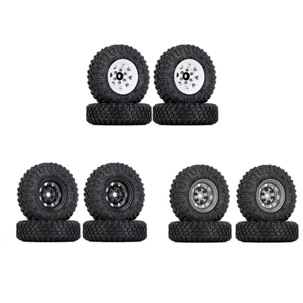 4 kpl 85 mm 1,55 metalli Beadlock vanteet renkaat sarja 1/10 RC Crawler auto Axial Jr D90, musta
